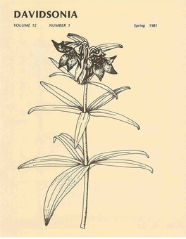 DAVIDSONIA VOLUME 12 NUMBER 1 Spring 1981 Cover: Fritillaria Camschatcensis Var