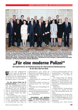 Für Eine Moderne Polizei“ Das Kapitel Inneres Des Arbeitsprogramms Der Österreichischen Bundesregierung Für Die Jahre 2013 Bis 2018