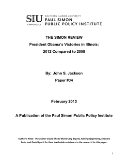 THE SIMON REVIEW President Obama's Victories in Illinois: 2012