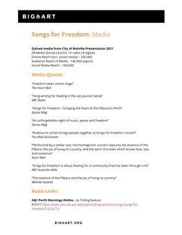Songs for Freedom: Media