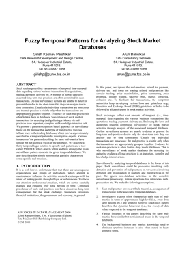 Fuzzy Temporal Patterns for Analyzing Stock Market Databases