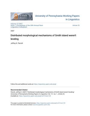 Distributed Morphological Mechanisms of Smith Island Weren't Leveling