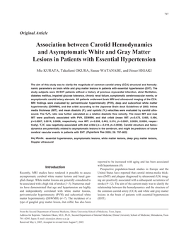 Association Between Carotid Hemodynamics and Asymptomatic White and Gray Matter Lesions in Patients with Essential Hypertension