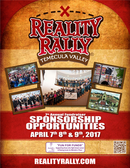 SPONSORSHIP OPPORTUNITIES APRIL 7Th 8Th & 9Th, 2017