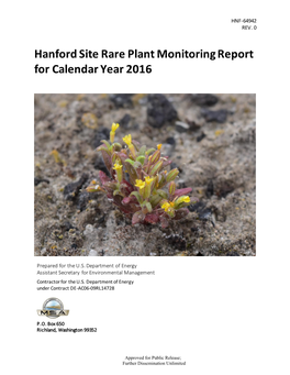 Hanford Site Rare Plant Monitoring Report for Calendar Year 2016