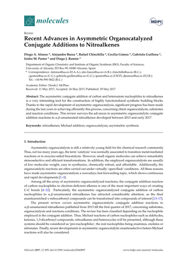 Recent Advances in Asymmetric Organocatalyzed Conjugate Additions to Nitroalkenes