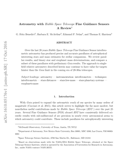 Astrometry with Hubble Space Telescope Fine Guidance Sensors a Review1
