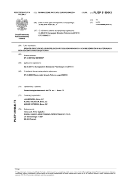 Tłumaczenie Patentu Europejskiego (19) Pl (11) Pl/Ep 3199643 Polska