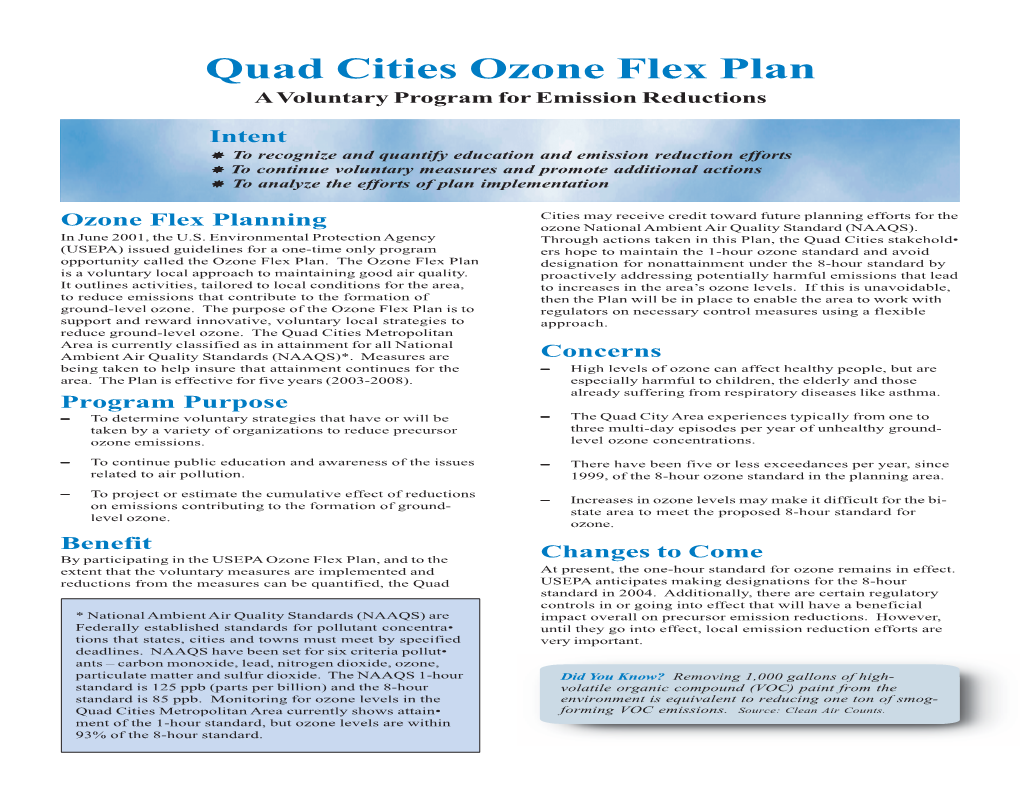 Quad Cities Ozone Flex Plan Businesses in February 2002