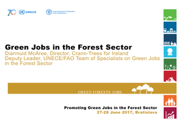 Green Jobs in the Forest Sector Diarmuid Mcaree, Director, Crann-Trees for Ireland Deputy Leader, UNECE/FAO Team of Specialists on Green Jobs in the Forest Sector