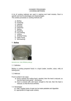 COOKERY PROCESSES (COOKING METHODS) a Lot of Cooking