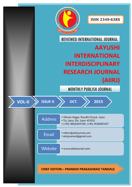 Aayushi International Interdisciplinary Research Journal (AIIRJ) Vol - II Issue- X OCTOBER 2015 Monthly ISSN 2349-638X