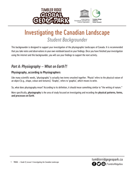 Investigating the Canadian Landscape Student Backgrounder