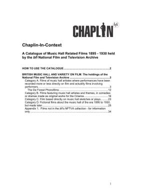 Chaplin-In-Context: a Catalogue of Music Hall Related Films 1895