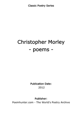Christopher Morley - Poems