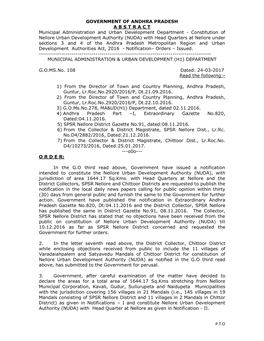 PTO GOVERNMENT of ANDHRA PRADESH ABSTRACT Municipal