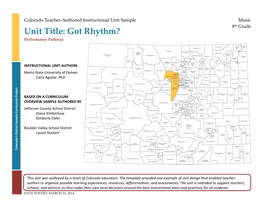 Unit Title: Got Rhythm? Performance Pathway