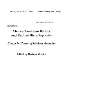 African American History and Radical Historiography