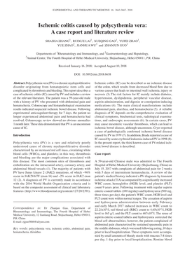 Ischemic Colitis Caused by Polycythemia Vera: a Case Report and Literature Review