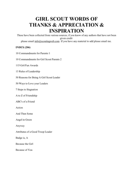 Girl Scout Words of Thanks & Appreciation & Inspiration