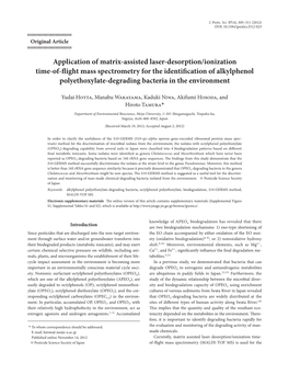 Application of Matrix-Assisted Laser-Desorption/Ionization Time-Of