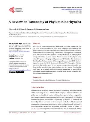 A Review on Taxonomy of Phylum Kinorhyncha