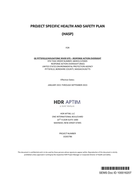 Project Specific Health and Safety Plan (Hasp)