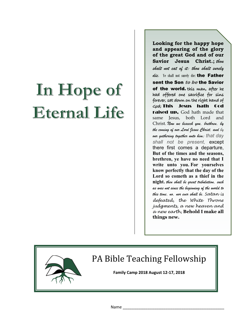 In Hope of Eternal Life