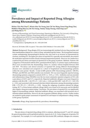 Prevalence and Impact of Reported Drug Allergies Among Rheumatology Patients