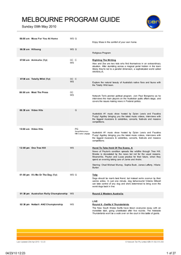 Melbourne Program Guide