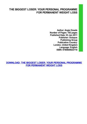 The Biggest Loser: Your Personal Programme for Permanent Weight Loss