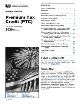 Publication 974, Premium Tax Credit (PTC)