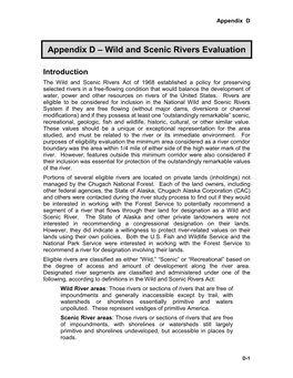 Appendix D – Wild and Scenic Rivers Evaluation