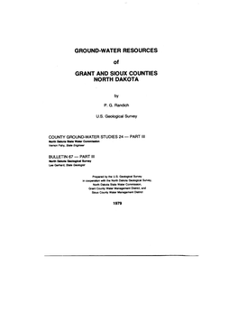 GROUND-WATER RESOURCES of GRANT and SIOUX COUNTIE