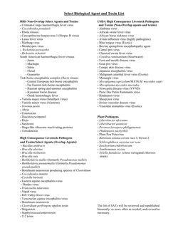 Select Biological Agent and Toxin List
