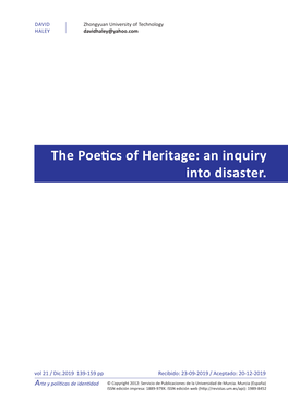 The Poetics of Heritage: an Inquiry Into Disaster