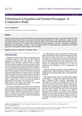 Politainment in Egyptian and German Newspaper: a Comparative Study