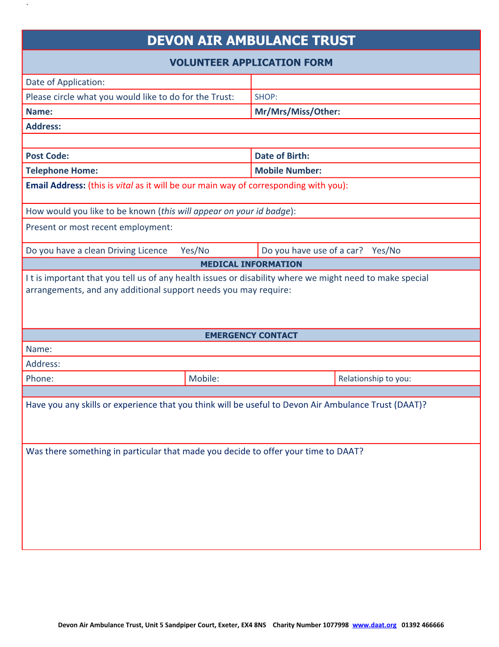 Membership Application Form s19