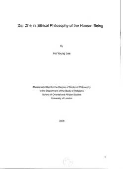 Dai Zhen's Ethical Philosophy of the Human Being