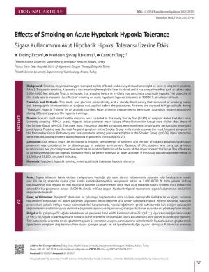 Effects of Smoking on Acute Hypobaric Hypoxia Tolerance