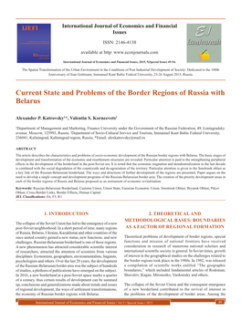 Current State and Problems of the Border Regions of Russia with Belarus