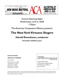 The New York Virtuoso Singers Harold Rosenbaum, Conductor