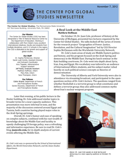 November 2012 Newsletter