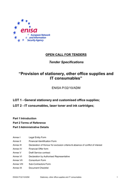 Provision of Stationery, Other Office Supplies and IT Consumables”
