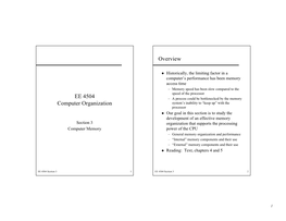 EE 4504 Computer Organization Overview