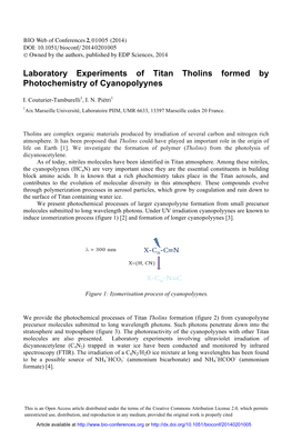 Laboratory Experiments of Titan Tholins Formed by Photochemistry of Cyanopolyynes