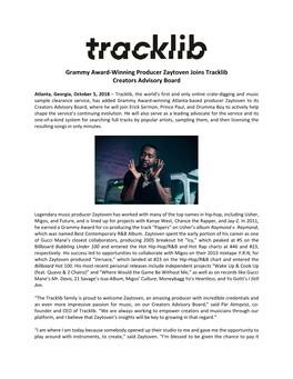 Grammy Award-Winning Producer Zaytoven Joins Tracklib Creators Advisory Board