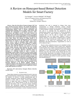 A Review on Honeypot-Based Botnet Detection Models for Smart Factory