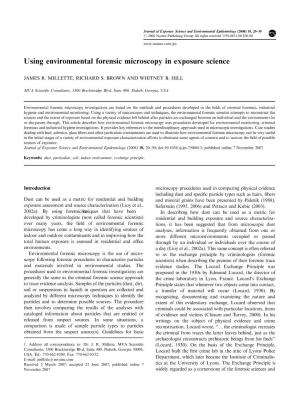 Using Environmental Forensic Microscopy in Exposure Science