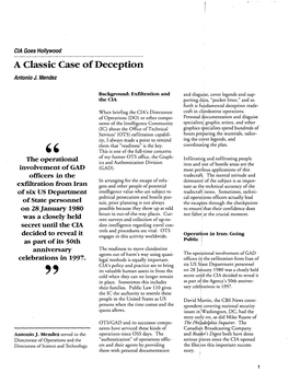 A Classic Case of Deception (Antonio J. Mendez)